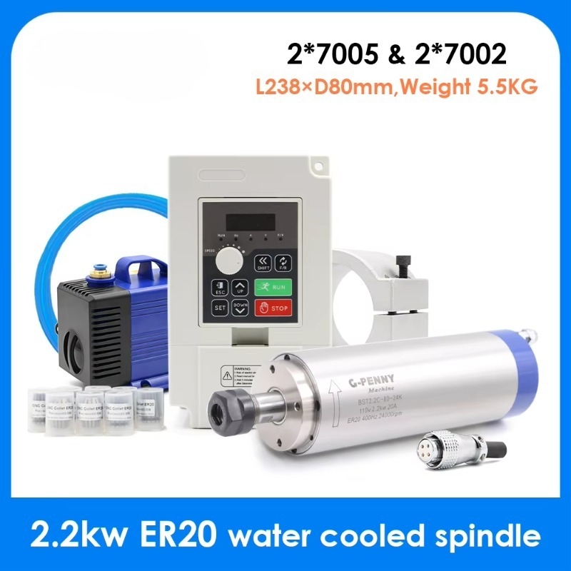 2.2Kw Water Cooled Spindle Kit Vfd - Conjunto G-Penny CNC, motor de eixo
